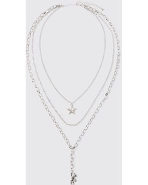 BoohooMAN Bear Layered Charm Zinc - Blue