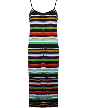 Vans Off The Wall Sleeveless Striped Multicoloured Midi Dress Vn0005Hw448 - Black