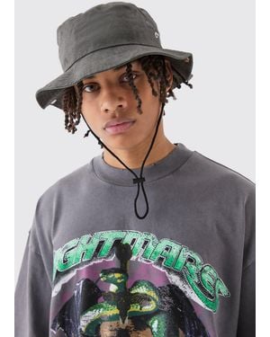 BoohooMAN Printed Tie Dye Boonie Hat - Grey