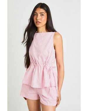 Boohoo Tall Elasticated Waist Stripe Boxer Runner Short - Pink