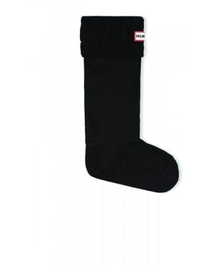 HUNTER Recycled 6 Stitch Cable Tall Boot Sock - Black