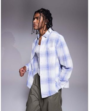 ASOS Boxy Linen Blend Regular Shirt With Patch Pocket - Grey