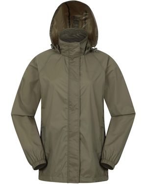 Mountain Warehouse 'Pakka' Packable Jacket Waterproof Breathable Adjustable Hood Rain Coat Polyamide - Green