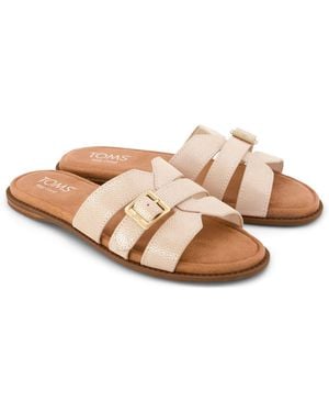 TOMS Sol Mule Leather Champagne Sandals - Pink