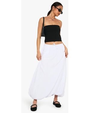 Boohoo Woven Bubble Hem Maxi Skirt - White