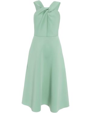 Quiz Sage Cross Front Skater Midi Dress - Green