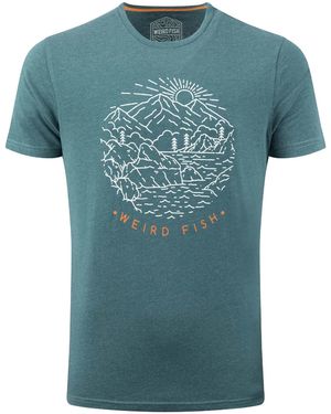 Weird Fish Lakes And Peaks Graphic Print T-Shirt (Cedar) - Blue