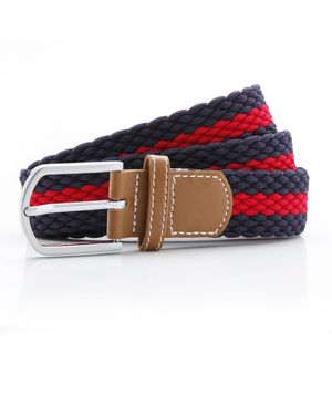 Asquith & Fox Two Colour Stripe Braid Stretch Belt - Red