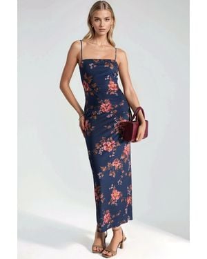 Hiccup Floral Maxi Dress With Slit - Blue