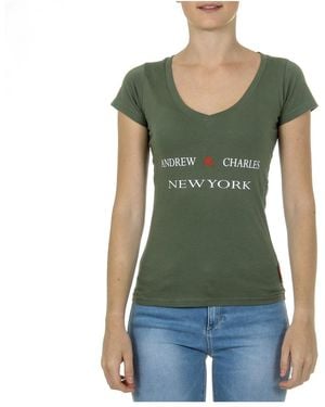 Andrew Charles by Andy Hilfiger T-Shirt Short Sleeves V-Neck Tapiwa - Green