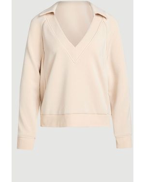 Karen Millen Premium Luxe V Neck Sweatshirt - Natural