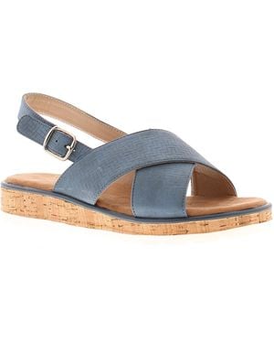 Apache Wedge Sandals Art Buckle - Blue