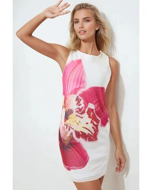 Hiccup Bodycon Mini Dress With Floral Pattern - Pink