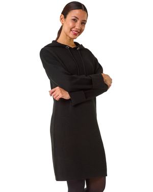 Roman Hooded Knit Dress - Black