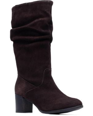 Hush Puppies Cosima Suede Heeled Knee High Boots - Black