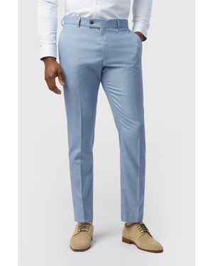 Antique Rogue Flat Fronted Slim Fit Suit Trousers - Blue