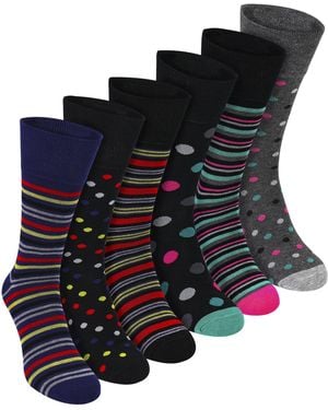 Sock Snob 6 Pack Bamboo Non Elastic Socks Soft Breathable Everyday Comfort - Blue