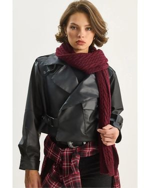 Bianco Lucci Oversized Crop Faux Leather Jacket - Black