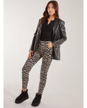 Pink Vanilla Zebra Print Straight Jeans - Brown