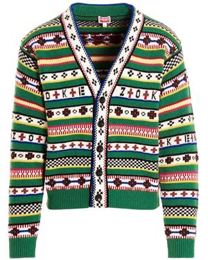 KENZO Fairisle Jacquard Cardigan - Groen