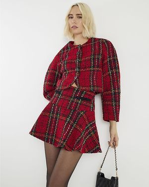 River Island Jacket Tartan Boucle - Red