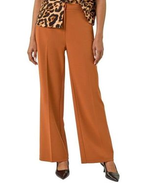 Roman Short Wide Leg Stretch Trousers - Brown