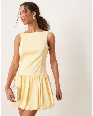 Abercrombie & Fitch High Neck Sleeveless Bubble Skirt Open Back Mini Dress - Natural