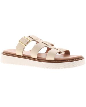 Hush Puppies Dames Sandalen Celeste Slip-on Gladiator Leer Gesp Beige - Zwart