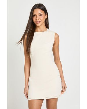 Boohoo Basic Denim Shift Dress - White