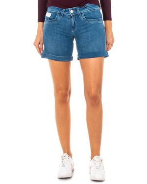 La Martina Denim Shorts With Hem Bottoms And Belt Loops Lwb002 - Blue