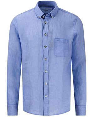 Fynch-Hatton Long Sleeved Linen Shirt Strong Cotton - Blue