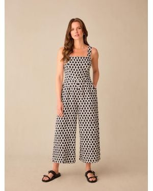 Ro&zo Petite Geo Print Strappy Jumpsuit - Black