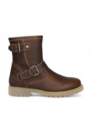 Panama Jack Felina B33 Bark Waterproof Leather Buckle Ankle Boots - Brown