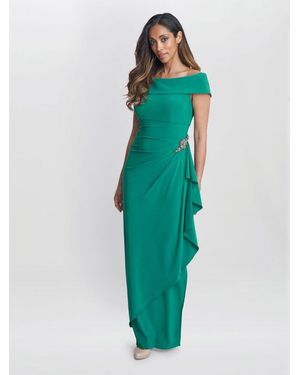 Gina Bacconi Jodie Off Shoulder Jersey Dress With Hip Detail - Green