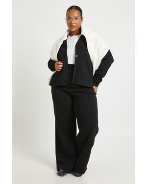 Boohoo Plus Button Detail Wide Leg Joggers - Black