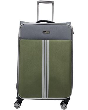 Infinity Leather Lightweight Cabin Suitcases 4 Wheel Luggage Travel Bag - Green