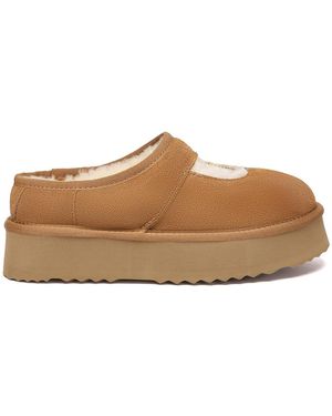 EverAu Australia Ever Au Plumed Ankle Platform Slippers - Brown