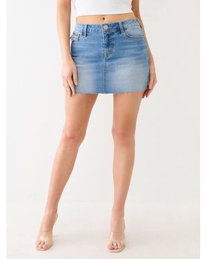 TRUE RELIGION Sadie Single Needle Flap Mini Skirt - Blue