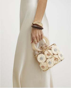 River Island Raffia Flower Basket Bag Metal - Natural