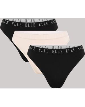 Elle Multi Pack (3) Classic Thong - Black