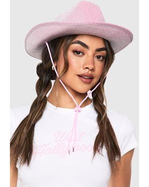 Boohoo Glitter Cowboy Hat - Pink
