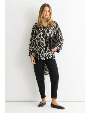Gini London Mono Abstract Print Oversized Shirt - Black