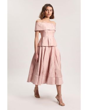 Karen Millen Textured Tailored Twill Full Skirt - Pink