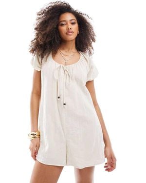 ASOS Short Sleeve Romper Playsuit With Bead Detailing - White