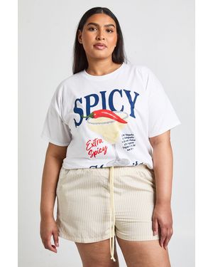 Boohoo Plus Contrast Drawstring Waist Short - White
