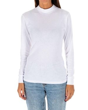 Kisses&Love Long-Sleeved T-Shirt With Half-High Collar 1625-M - White