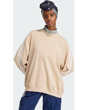 adidas Originals 3-Stripes Oversized Crew Sweatshirt - Natural