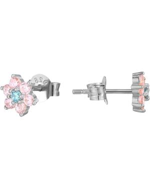 SEOL + GOLD Sterling Flower Cz Studs - Metallic