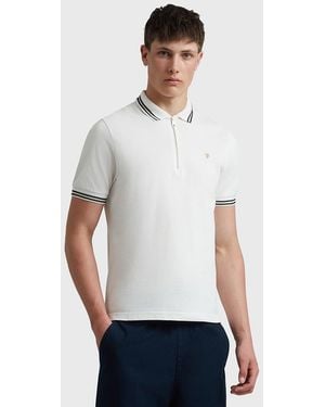 Farah Netton Zip Polo Shirt - White