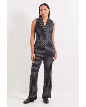 PRINCIPLES Check Detail Slant Pocket Straight Leg Trouser - Blue